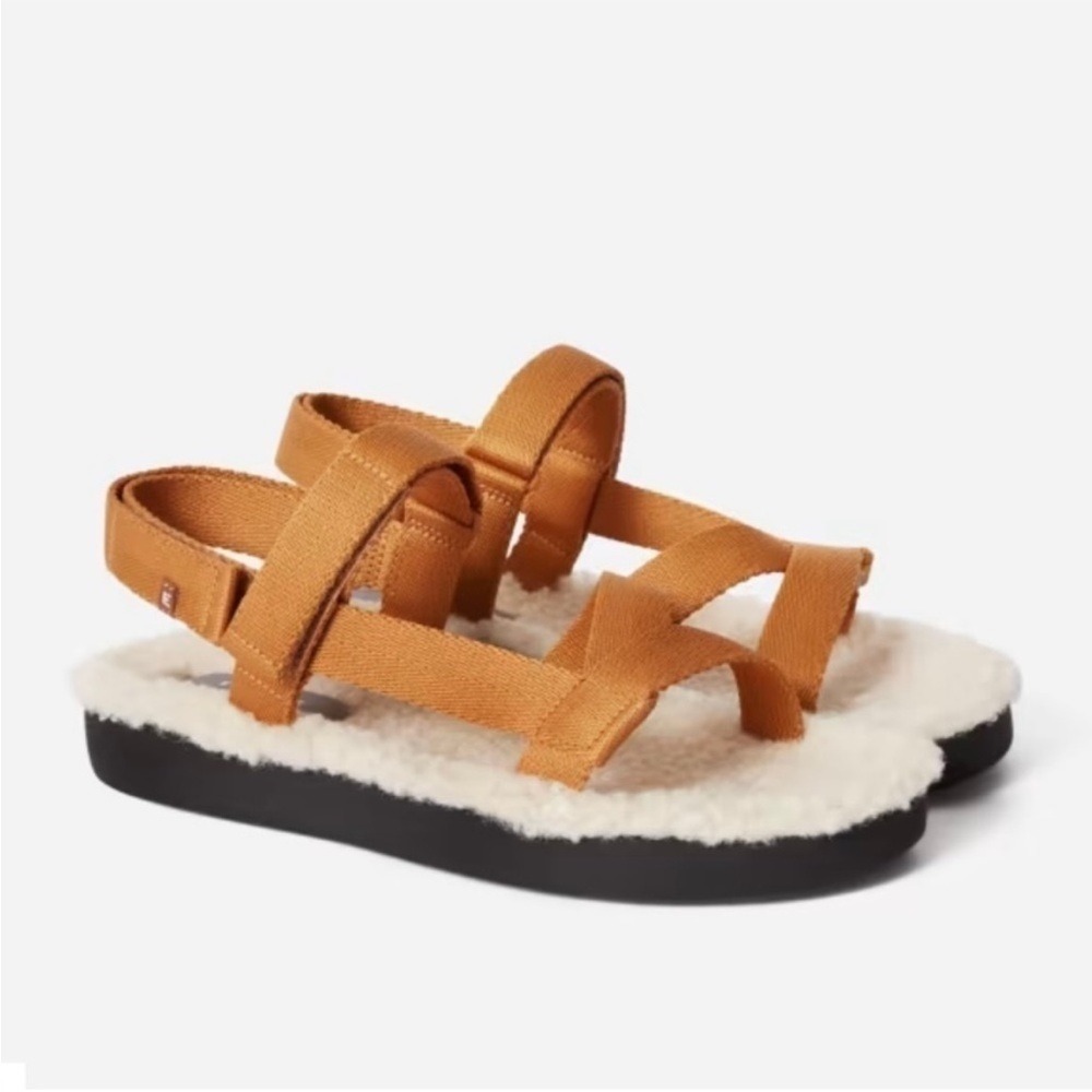 NIB Everlane The Renew Teddy Sport Nylon Brown Sandal Size 8
